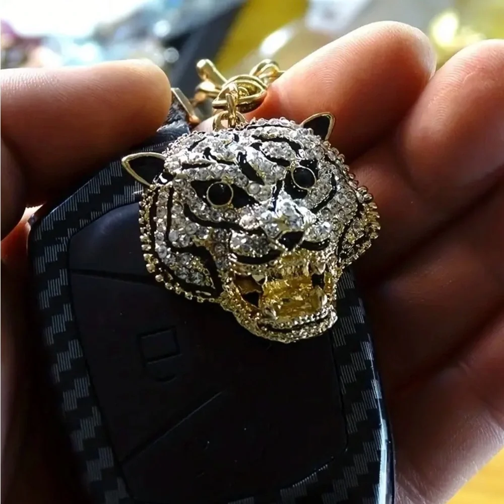 Gold and Silver Tiger Keychain, NEW